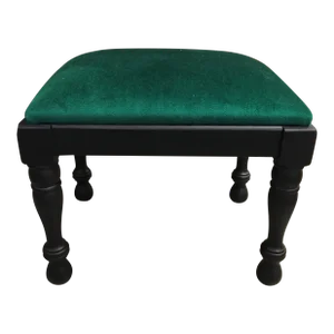 Black Painted Wood and Rich Emerald Colored Upholstered Foot Stool/ Bench