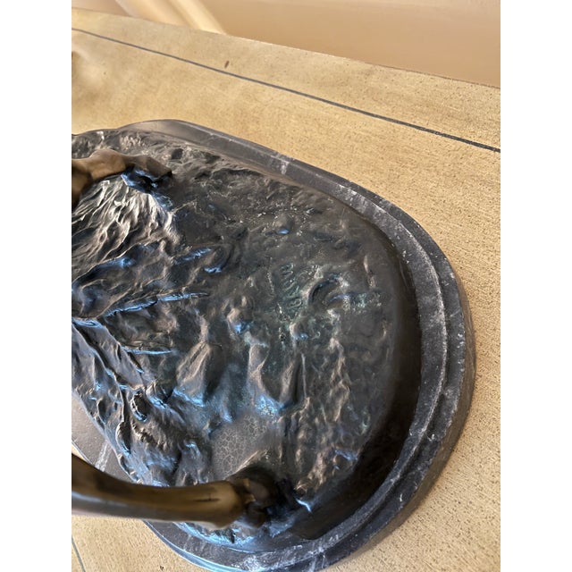 Vintage Bronze Figure of Horse & Rider “Cavalier Arabe” on Marble Signed Bayre For Sale - Image 10 of 11