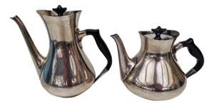Silver-Plated Tea & Coffee Pot, Denmark, 1950s, Set of 2