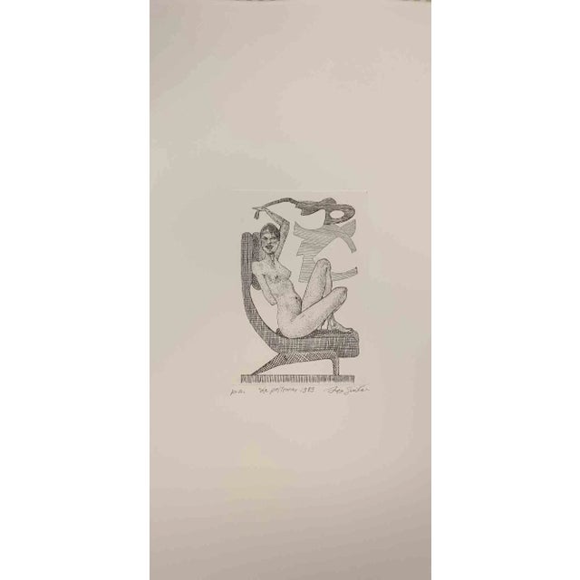 The Armchair is an original etching realized by Leo Guida in 1989. Good condition. Mounted on a white cardboard...