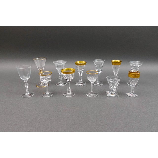 Mid 20th Century Moser Signed Czech Crystal Liqueur Cordial Glass Set of 12 With Leather Case For Sale In Miami - Image 6 of 10