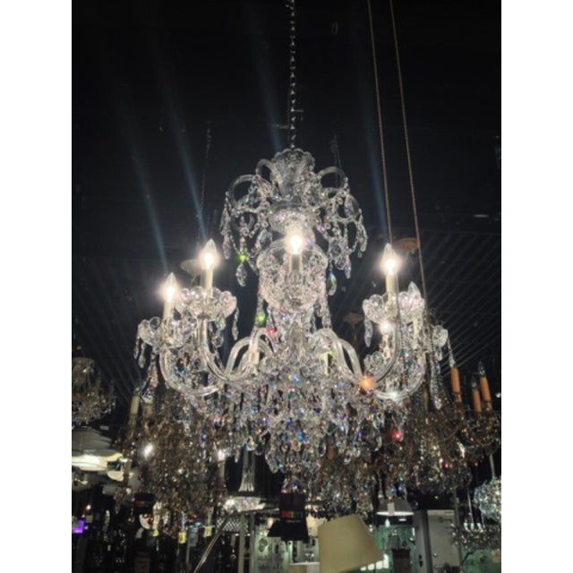 Hollywood Regency Schonbek Olde World Nine-Light Chandelier, Swarovski Crystal, Silver, 27 In For Sale - Image 3 of 6