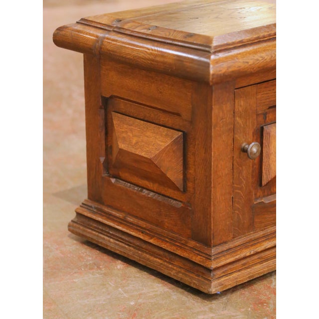 Wood 19th Century French Louis XIII Style Oak Pedestal Stand Cabinet For Sale - Image 7 of 10