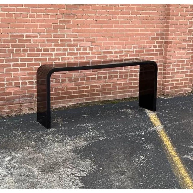 1980s Waterfall Console Table in Black Laminate For Sale - Image 5 of 9