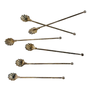 Vintage Silver-Plate Shell Motif Tea Cocktail Spoons, S/6