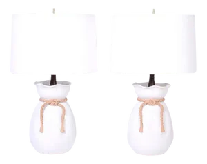 1960s Mid Century Terra Cotta Trompe L’oeil Table Lamps - a Pair