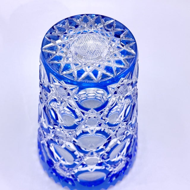 Art Deco Blue Cut-to-Clear Crystal Constellation Vase by Steven & Williams, 1930s For Sale - Image 18 of 18