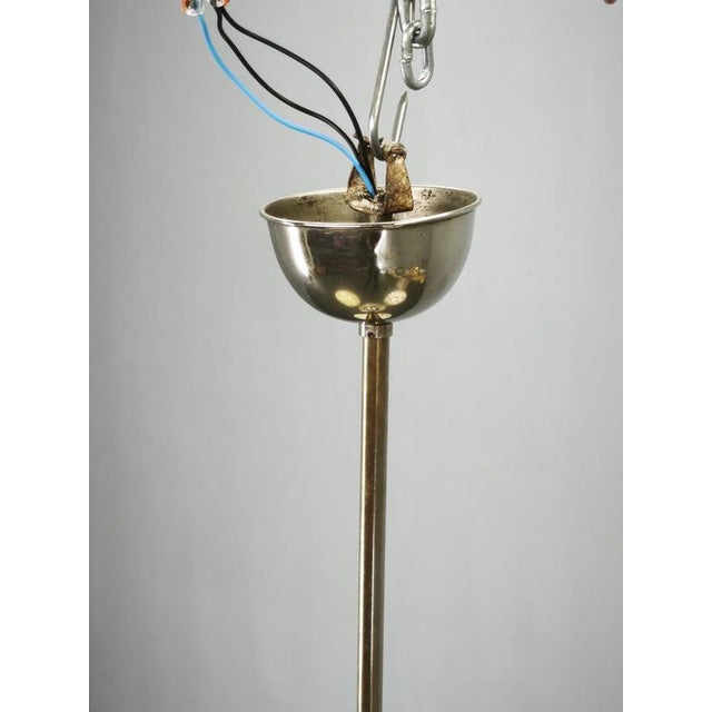 Art Deco Cream Glass and Chrome Chandelier, Czechoslovakia, 1930s For Sale - Image 4 of 12