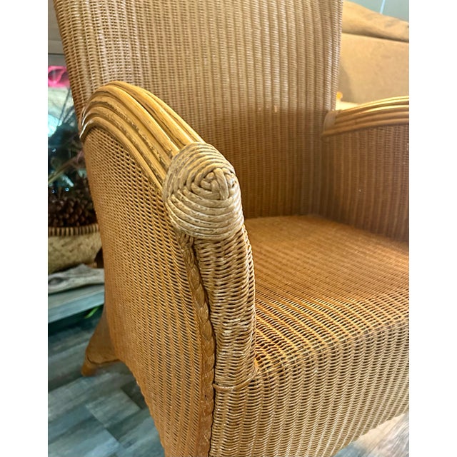 Vintage Palecek Wicker Rattan Bamboo Chair Coastal Mid Century Modern Boho Chic For Sale - Image 10 of 11