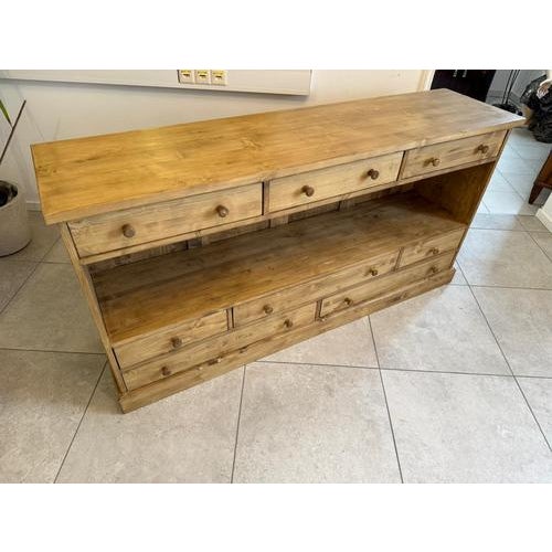 Rustic Eight-Drawer Chest of Drawers in Softwood For Sale - Image 4 of 10