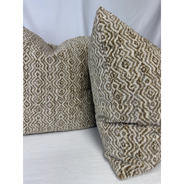 Custom pair of 22" pillows covered in Thibaut "Anastasia" in color grain. These pillows have tapered corners to prevent...
