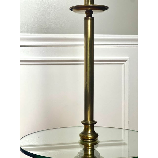 Vintage 1970s Stiffel Brass Floor Lamp With Glass Table For Sale In Philadelphia - Image 6 of 12