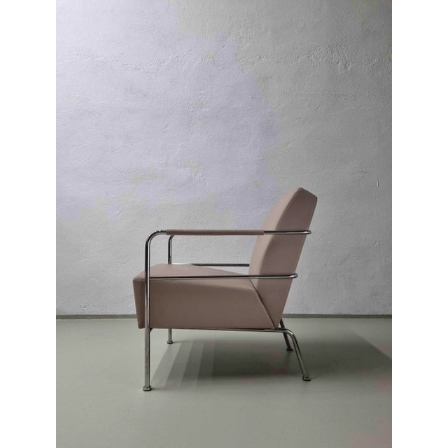 Set of Nude Leather & Steel Cinema Easy Chairs by Gunilla Allard for Lammhults, 1990s For Sale - Image 6 of 14