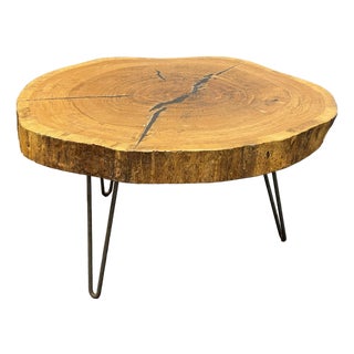 Live Edge Wood Slab Coffee Table For Sale