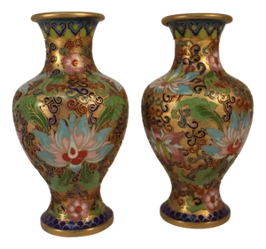 Champlevé Cloisonné Vase, China, 1900s, Set of 2