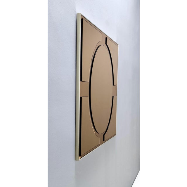 1980s Postmodern Rectangular Wall Mirror in Bronze from Giannobi, Italy, 1980s For Sale - Image 5 of 13