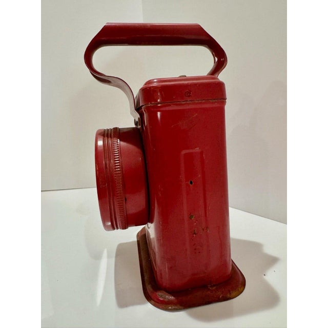 Industrial Vintage Lightmaster Lantern Searchlight Red Metal No 20-4803 For Sale - Image 3 of 6