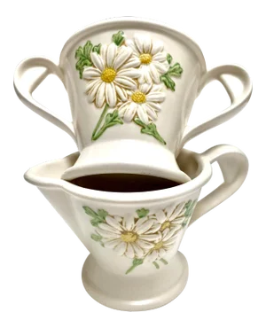 Set of Two 1970s Daisy Motif Creamer and Sugar Bowls