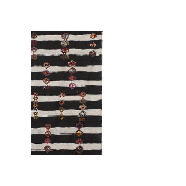 Mid-Century Modern Striped Turkish Kilim Rug 7'4'' X 9'6'' For Sale - Image 3 of 12