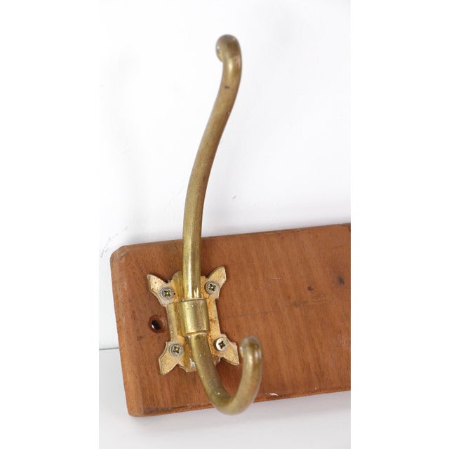 Traditional European Vintage Double Brass Hook Wall Rack For Sale - Image 3 of 6