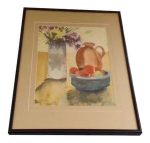 1980s Still Life Watercolor Painting by Sheila Carter, Framed