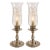 Vintage Patinated Silver Etched-Glass Hurricane Lamps - a Pair For Sale