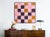 Contemporary Checkerboard 1 by Virginia Chamlee in Walnut Frame, Small Art Print on Canvas For Sale - Image 3 of 4