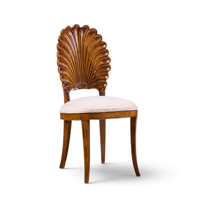 Venetian Grotto Hollywood Regency Style Scalloped Shell Back Dining Chairs - Pair For Sale - Image 4 of 10