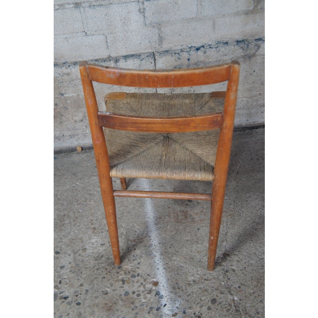 Early 20th Century Primitive Antique Shaker Style Maple Ladder Back Dining Side Chairs Rush Seat - Set of 2 For Sale - Image 10 of 12