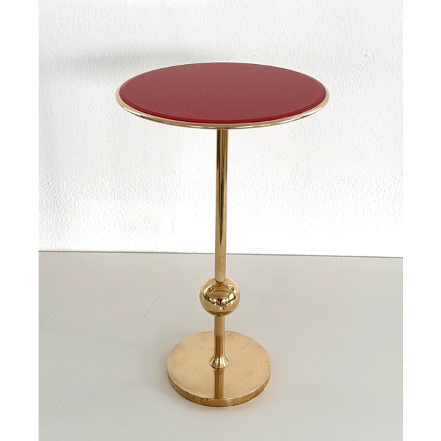 Vintage Italian Side Table in Brass and Red Glass by Osvaldo Borsani for Tecno, 1950s For Sale - Image 12 of 13