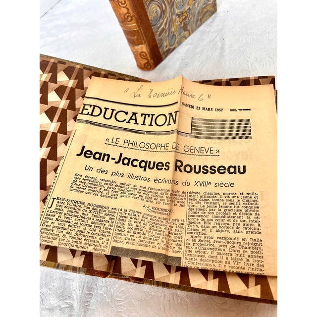 Antique French 1928 Leather Bound Books - Set of 3 For Sale - Image 11 of 13