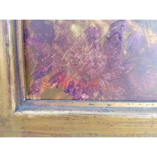 Artist signed still life oil painting of flowers and tablecloth, circa. 1940s. Appears to be signed J. W. Arthur? Retains...