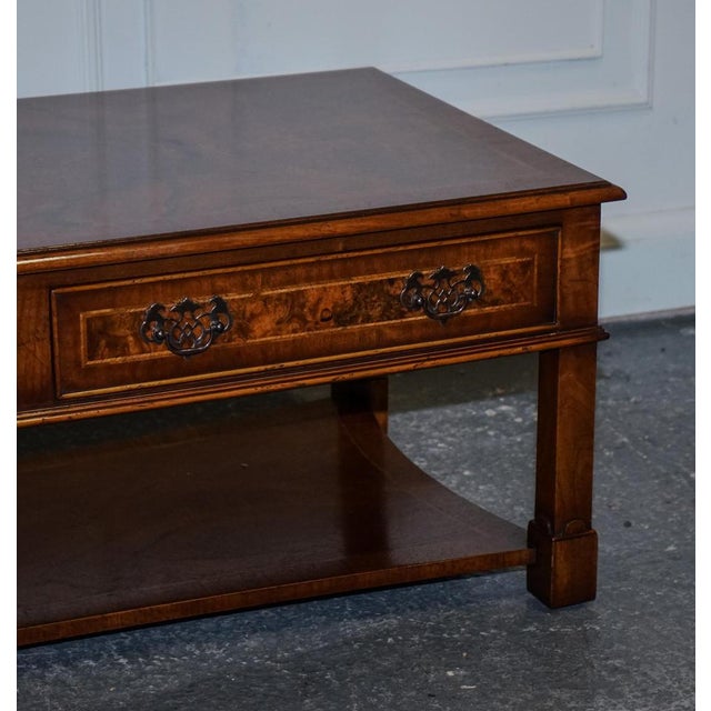 Gold Vintage Brights of Nettlebed Burr Walnut Coffee Table with Two Deep Drawers For Sale - Image 8 of 17