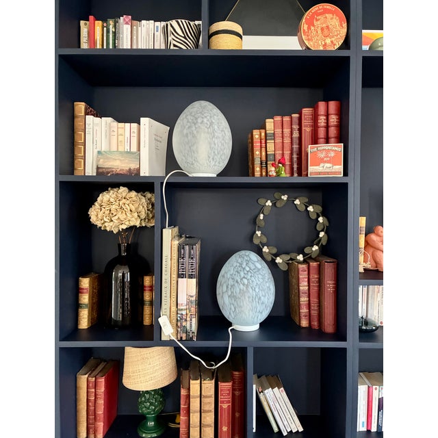 Two speckled, oval lamps—one white, the other slightly bluish. 1970s. In perfect condition—no damage. Electrical...