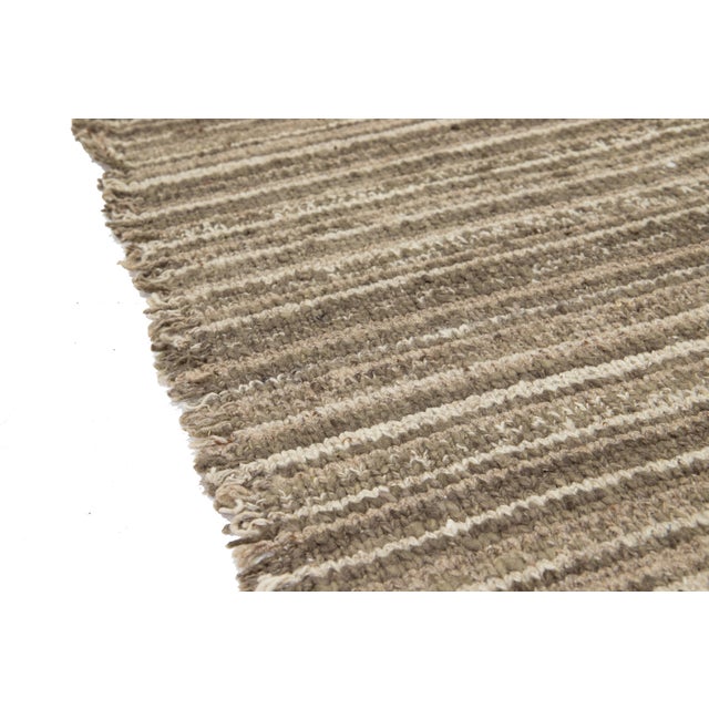Modern Flaweave Wool Rug With Geometric Design in Earthy Tones For Sale - Image 4 of 11