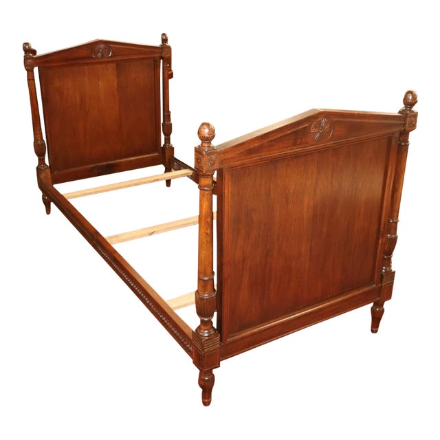 Vintage Walnut French Empire Style Narrow Twin Bed For Sale