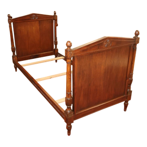 Vintage Walnut French Empire Style Narrow Twin Bed