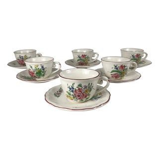 Vintage Coffee Cups with Saucers in Streetlight Pattern from KG Lunéville, 1950s, Set of 6 For Sale