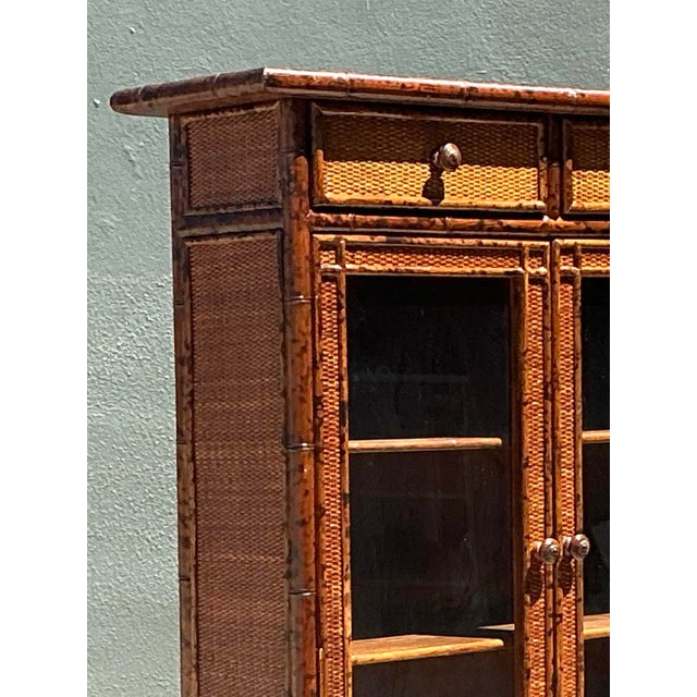 Vintage Tortoise Bamboo and Glass Cabinet For Sale - Image 12 of 12