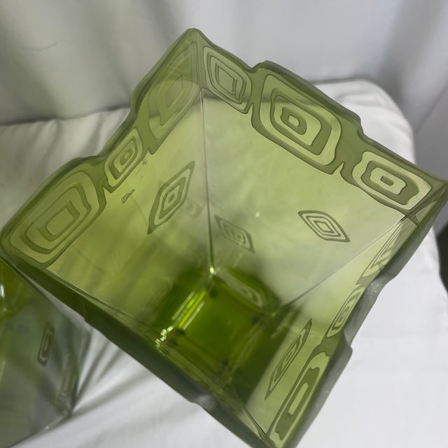 Pair of Vintage Vases on Green Glass For Sale - Image 9 of 10