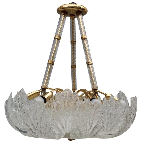 Italian Flower Ceiling Light in Murano Glass & Metal, 1970s For Sale