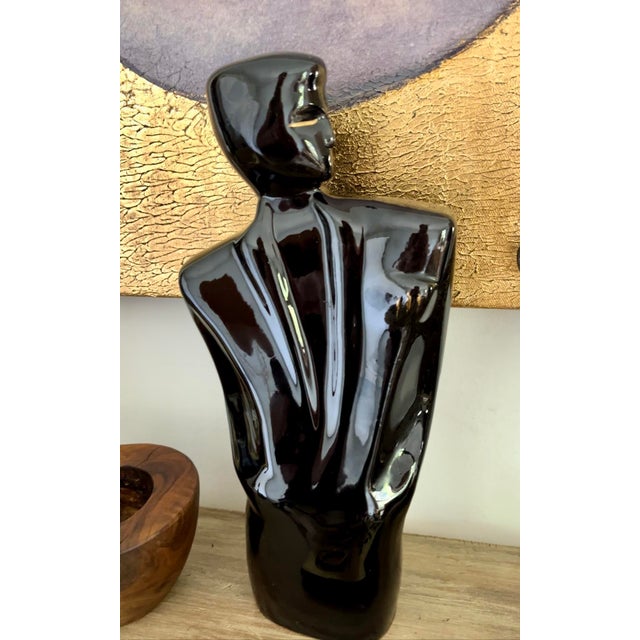 Vintage Postmodern Black Ceramic Figure For Sale - Image 11 of 11