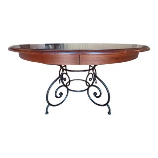 French Country Maison Dining Table With Iron Base by Ethan Allen For Sale