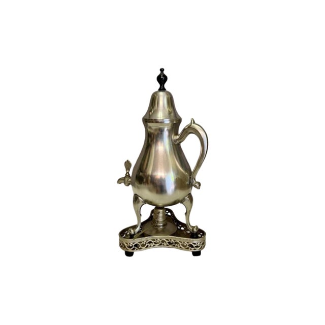 Vintage c.1970's 94% Pewter Samovar With 3 Legged Stand and Burner With Wick. For Sale - Image 4 of 8