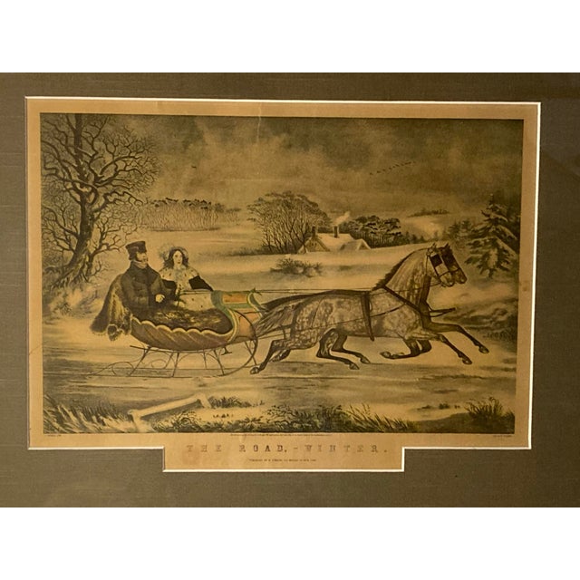 Americana Currier and Ives Original Large Folio (1853): Rare Original 1853 “The Road Winter” For Sale - Image 12 of 12
