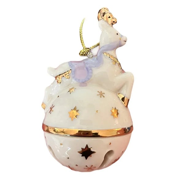 Vintage Lenox Set of 4 Christmas Ornaments Porcelain Holidays Snow