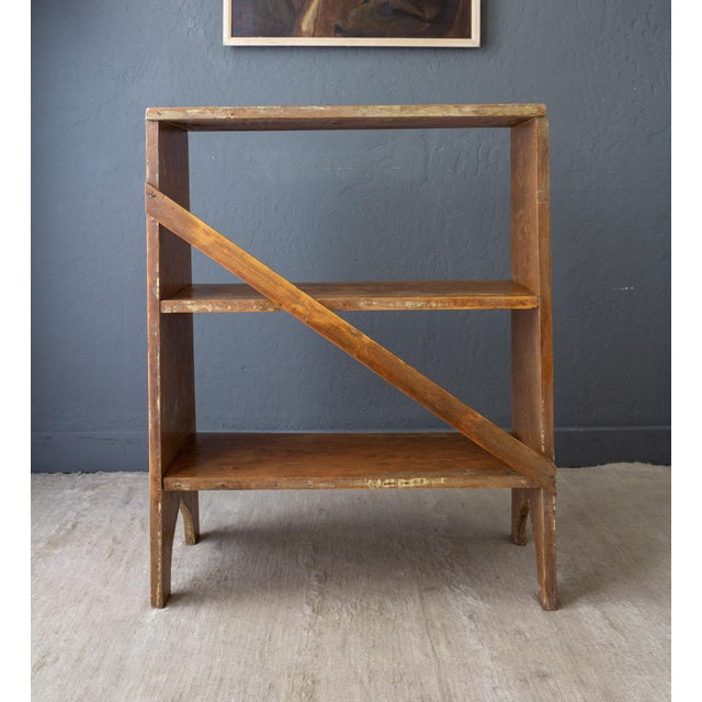Rustic Farmhouse Bucket Bench Bookshelf With Ogee Arched Bracket Feet For Sale - Image 9 of 16