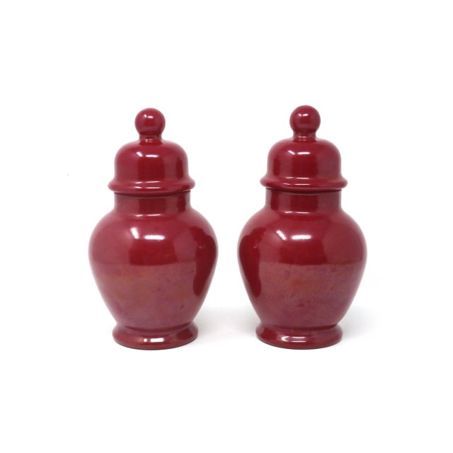 Chinoiserie Vintage Cinnamon Glass Floral Ginger Jars - a Pair For Sale - Image 3 of 7