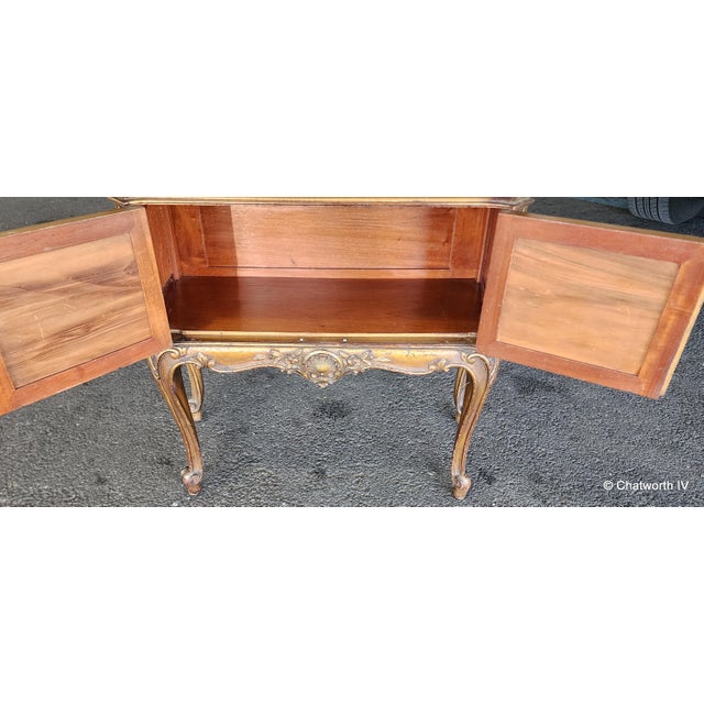 Antique 1920s Petite Marble Top Italian Rococo Chinoiserie Style Painted Commode Cabinet For Sale - Image 13 of 13