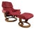 Red Leather Ekornes Stressless Chair & Ottoman For Sale